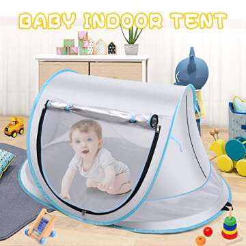 Baby Beach Tent,Large Pop Up Beach Tent Sun Shade for Beach,Portable Baby Travel Tent with Mosquito Net,Indoor Baby Play Tent,UPF 50+ UV Protection Sun Shelters1