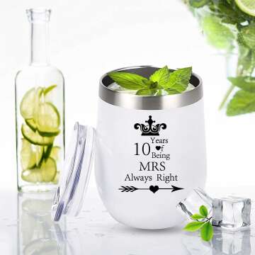 10th Anniversary Mr & Mrs Wine Tumblers Set