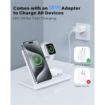 3-in-1 Fast Wireless Charging Station for iPhone, Apple Watch & AirPods