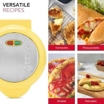 Holstein Housewares - Non-Stick Omelet & Frittata Maker, Yellow/Stainless Steel - Makes 2 Individual Portions Quick & Easy