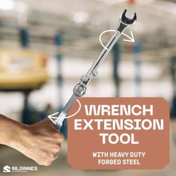 Silginnes Wrench Extender Tool Bar - Torque Adaptor Extension For Hard To Reach Areas - Ideal For Mechanics And Handyman - Heavy Duty Forged Steel - Can Be Used With Allen Key And Pry Bar Sets