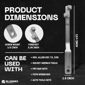 Silginnes Wrench Extender Tool Bar - Torque Adaptor Extension For Hard To Reach Areas - Ideal For Mechanics And Handyman - Heavy Duty Forged Steel - Can Be Used With Allen Key And Pry Bar Sets