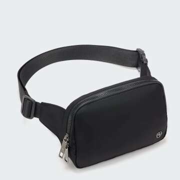 Pander Belt Bag Large 2L, Waterproof Everywhere Fanny Pack Purse for Women and Men with Adjustable Strap (Black Onyx).