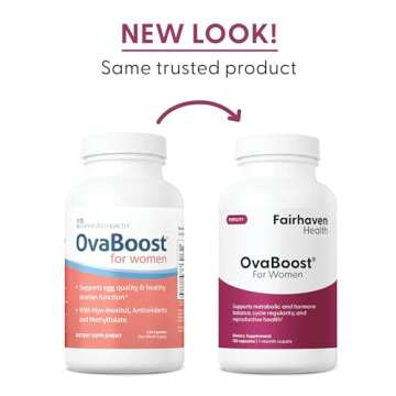 Fairhaven Health Ovaboost Fertility Supplements for Women | Conception for her Vitamins | Womens Ovulation & Egg Quality | Myo-Inositol, Folate & CoQ10 | Natural Fertility Support | 120 Capsules