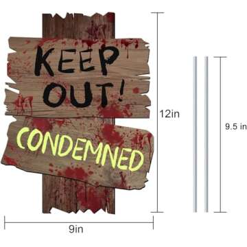 Halloween Decorations Outdoor Beware Yard Signs Stakes Creepy Assorted Warning Sign, Scary Zombie Theme Party Decor Supplies, Halloween Party Decorations, 3 Pieces, 12" x 9"