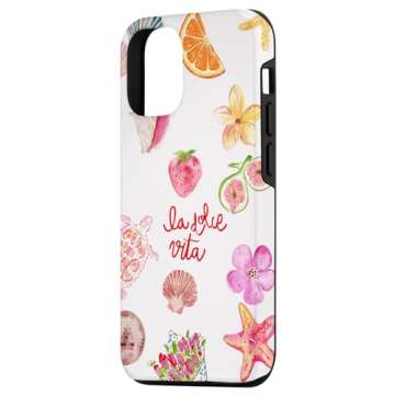 iPhone 12/12 Pro Cute Pink Girl European Summer Shells & Berry La Dolce Vita Case