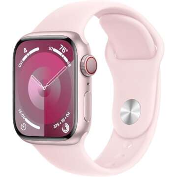 Apple Watch Series 9 (GPS, 41mm) Pink Aluminum with Pink Sport Band M/L - Renewed