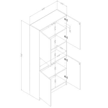 South Shore Furniture Liora 4-Door Bookcase with Open Storage, Wide, Bleached Oak