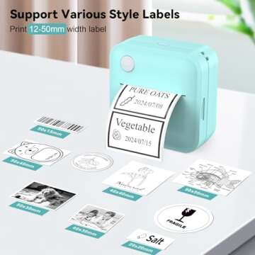 INVISEN Label Maker Machine - Mini Label Printer Portable Thermal Printer for Home,Office,Organization,Bluetooth Sticker Printer for Phones,Sticker Maker for Kids School Items Photo,Note Labels