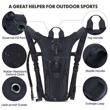 Hydration Pack Backpack with 3L Bladder, Tactical Water Bag for Hiking, Biking, Running, Walking and Climbing