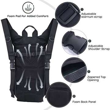 Hydration Pack Backpack with 3L Bladder, Tactical Water Bag for Hiking, Biking, Running, Walking and Climbing