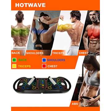 HOTWAVE Portable Exercise Equipment with 18 Gym Accessories.20 in 1 Push Up Board Fitness,Resistance Bands with Ab Roller Wheel,Full Body Workout at Home