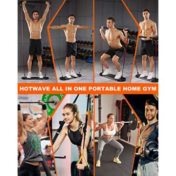 HOTWAVE Portable Exercise Equipment with 18 Gym Accessories.20 in 1 Push Up Board Fitness,Resistance Bands with Ab Roller Wheel,Full Body Workout at Home