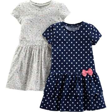Simple Joys by Carter's Toddlers and Baby Girls' Short-Sleeve and Sleeveless Dress Sets, Pack of 2