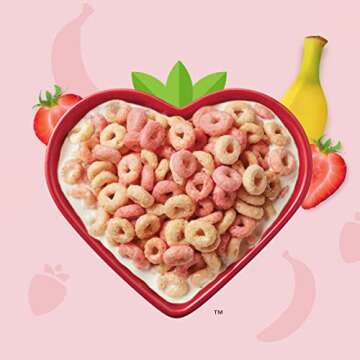 Strawberry Banana Cheerios Heart Healthy Cereal, Gluten Free Cereal With Whole Grain Oats, 14.9 OZ Large Size