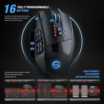 UtechSmart Venus Pro RGB Gaming Mouse 16K DPI