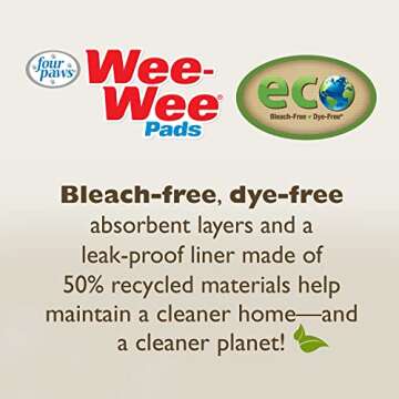 Four Paws Wee-Wee Superior Performance Eco Pee Pads for Dogs - Earth-Friendly Dog & Puppy Pads for Potty Training - Dog Housebreaking & Puppy Supplies - 22" x 23" (50 Count),White