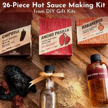 DIY Gift Kits Standard Hot Sauce Making Kit with 3 Recipes, All-Inclusive Set with Ghost Peppers for Making The Hottest Hot Sauce Kit for Adults! For Birthdays & Father's Day