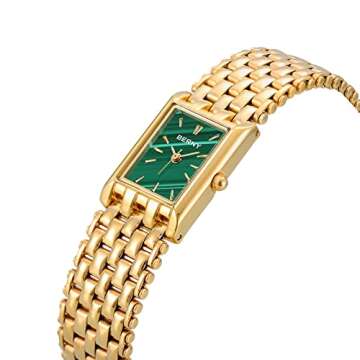 BERNY Gold Watches for Women Ladies Wrist Quartz Watches Stainless Steel Band Womens Gold Watch Luxury Casual Fashion Bracelet (Green Dial)