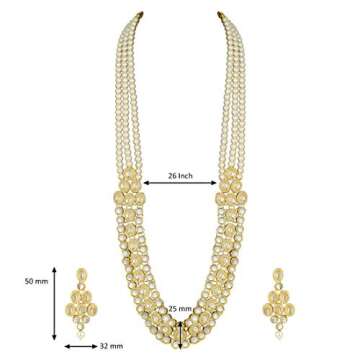 Aheli Wedding Wear Indian Kundan Beaded Necklace Earring Set Ethnic Traditional Jewellery for Women (White)