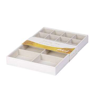 Richards Homewares Stackable Jewelry Storage Organizer Tray, 16-Compartment, White