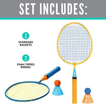 Franklin Sports Badminton Racket Set - Smashminton, Oversize - 2 Player Backyard Youth Set with Birdies For Kids