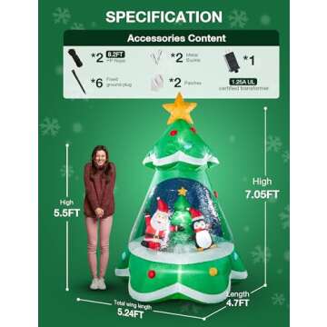 7FT Christmas Inflatable Tree with LED Lights