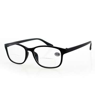 Rongchy 3 PRS +1.00 to +4.00 Classic Style Bifocals Reading Glasses Mens Womens Office Readers (Black, 2.50)