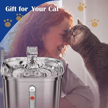 Homtyler Cat Water Fountain - High Quality Stainless Steel Pet Fountain for Cats