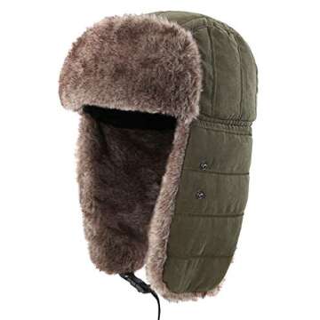 Connectyle Unisex Outdoor Trooper Trapper Hat Winter Hunting Hats with Ear Flaps Warm Hat Army Green