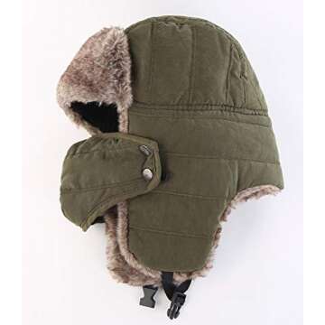 Connectyle Unisex Outdoor Trooper Trapper Hat Winter Hunting Hats with Ear Flaps Warm Hat Army Green