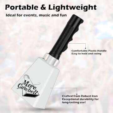 Cow Bell Noisemaker for Sports & Events - Big Sound!