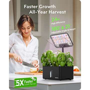 Hydroponics Growing System Indoor Garden: Herb Garden Kit Indoor with LED Grow Light Quiet Smart Water Pump Automatic Timer Healthy Fresh Herbs Vegetables - Hydroponic Planter for Home Kitchen Office