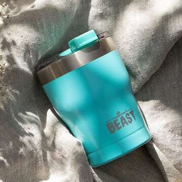 Beast 10 oz Tumbler Stainless Steel Vacuum Insulated Coffee Ice Cup Double Wall Travel Flask (Aquamarine Blue)