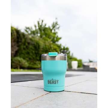 Beast 10 oz Tumbler Stainless Steel Vacuum Insulated Coffee Ice Cup Double Wall Travel Flask (Aquamarine Blue)