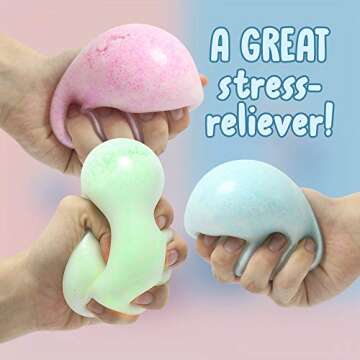 3 Pack Stress Ball, Fidget Sensory Toy for Kids, Teens and Adults for Anxiety Relief, Cool Soft Squeeze Ball, Relaxing and Calming Desk Toy for Office and School, Fun Autism Toy for ADHD and OCD