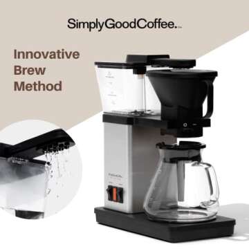 SimplyGoodCoffee Coffee Maker / Coffee Machine. 8 Cup Automatic Drip Pour Over Coffee Brewer. Easy To Use, Durable Stainless, Gold Cup Standard