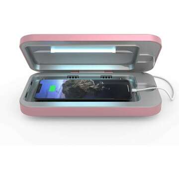 PhoneSoap 3 UV Cell Phone Sanitizer & Dual Universal Cell Phone Charger Box | Patented & Clinically Proven 360-Degree UV-C Light Sanitizer | Disinfects and Charges All Phones (Orchid)