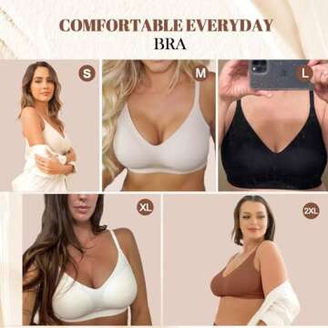 Vertvie Womens Seamless Bra No Underwire Comfort Push Up Bras Buttery Soft Wireless Bralette Full Coverage Sport Everyday Bra(Skin,Medium)