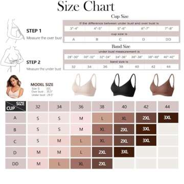 Vertvie Womens Seamless Bra No Underwire Comfort Push Up Bras Buttery Soft Wireless Bralette Full Coverage Sport Everyday Bra(Skin,Medium)