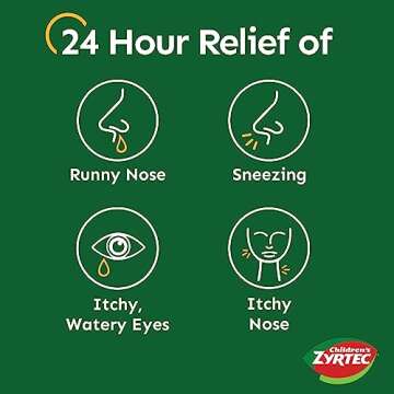 Zyrtec 24 Hour Children's Allergy Syrup with Cetirizine HCl, Antihistamine Allergy Medicine for Indoor & Outdoor Allergy Relief for Kids, Dye-Free & Sugar-Free, Grape Flavor, 8 fl. oz