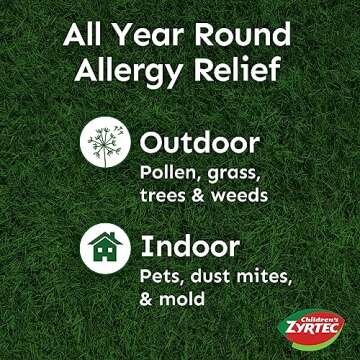 Zyrtec 24 Hour Children's Allergy Syrup with Cetirizine HCl, Antihistamine Allergy Medicine for Indoor & Outdoor Allergy Relief for Kids, Dye-Free & Sugar-Free, Grape Flavor, 8 fl. oz