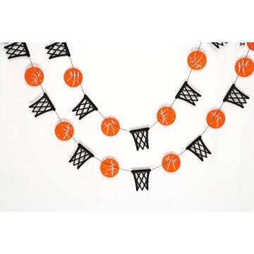 Basketball and Basketball Hoop Garland Party Banners Sports Theme Party Hanging Decorations Basketball Paper Garland Basketball Birthday Party Slam Dunk Party March Madness Party Decoration