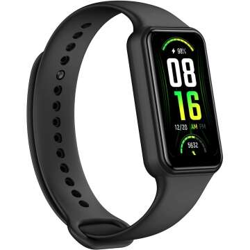 Amazfit Band 7 Fitness & Health Tracker for Women Men, 18-Day Battery Life, ALEXA Built-in, 1.47”AMOLED Display, Heart Rate & SpO₂ Monitoring, 120 Sports Modes, 5 ATM Water Resistant, Black