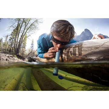 LifeStraw Personal Water Filter for Hiking, Camping, Travel, and Emergency Preparedness, 2 Pack, Blue