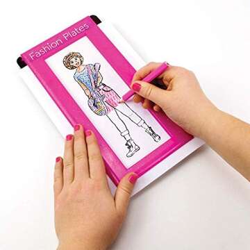 Fashion Plates Superstar – Girls Fashion, Mix-and-Match Drawing Kit, Arts and Crafts, Coloring, Art Supplies, Craft Supplies, Stencils, Crayons Included, Create Your Own Fashion Designs, Ages 6+