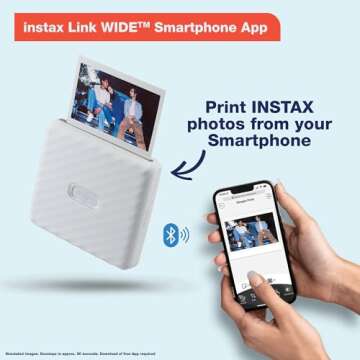 Fujifilm Instax Link Wide Printer - Portable Photo Printing in Ash White