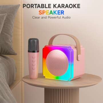 Mini Karaoke Machine for Kids - Portable Bluetooth Speaker with 2 Wireless Microphones - Chritmas Birthday Toys Gifts for Girls 3 4 5 6 7 8 9 10 12+ Year Old