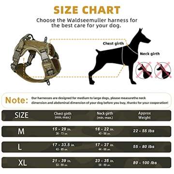 Tactical Dog Harness, No Pull Dog Harness, Adjustable Breathable MOLLE Dog Vest Harness for Medium Large Dog Reflective Military Working Dog Service Dog Harness for Outdoor Training and Walking Brown