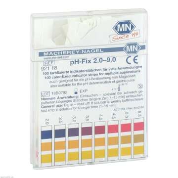 Macherey-Nagel, 92118, pH-Fix 2.0-9.0, Box of 100 Strips